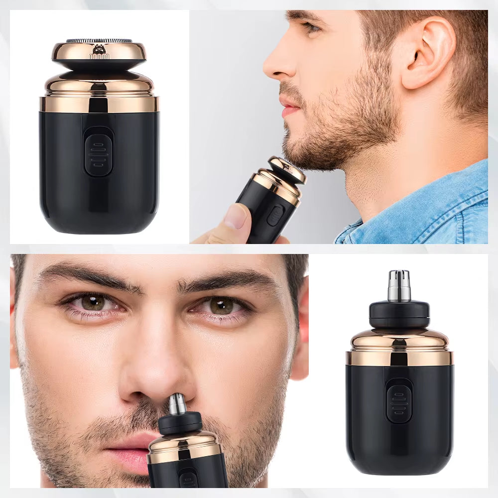 Mini Washable Electric Razor Travel Razor Type-C Charging Capsule Shaver Nose Hair Trimming Double Ring Knife Net